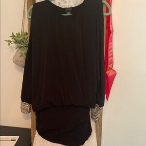 Elegant Black Women's Top with Embellished Sleeves